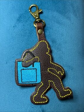 Portland Leather Goods Brown Sasquatch Leather with Blue Bag Accent purse charm